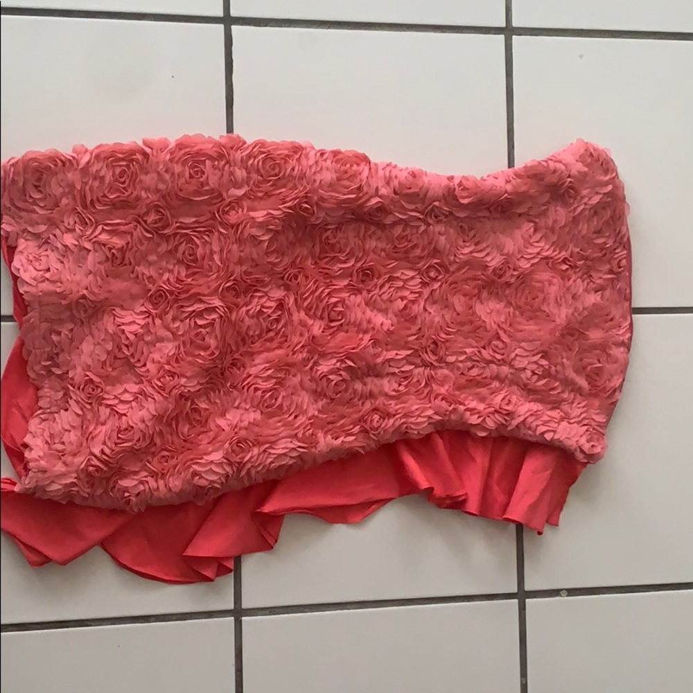 Salmon colored mini cocktail dress